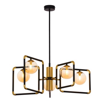 Jupiter 1984 - Hanglamp met vaste pendel IBRA 5xG9/10W/230V zwart/goud/beige