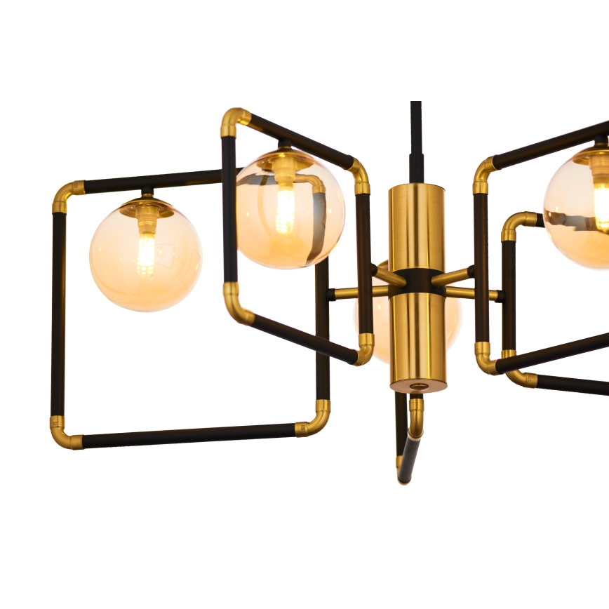 Jupiter 1984 - Hanglamp met vaste pendel IBRA 5xG9/10W/230V zwart/goud/beige