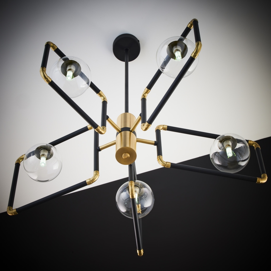 Jupiter 1985 - Hanglamp met vaste pendel IBRA 5xG9/10W/230V zwart/goud