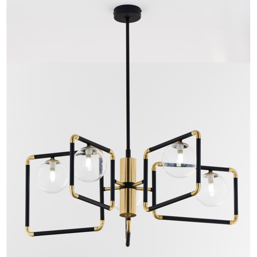 Jupiter 1985 - Hanglamp met vaste pendel IBRA 5xG9/10W/230V zwart/goud