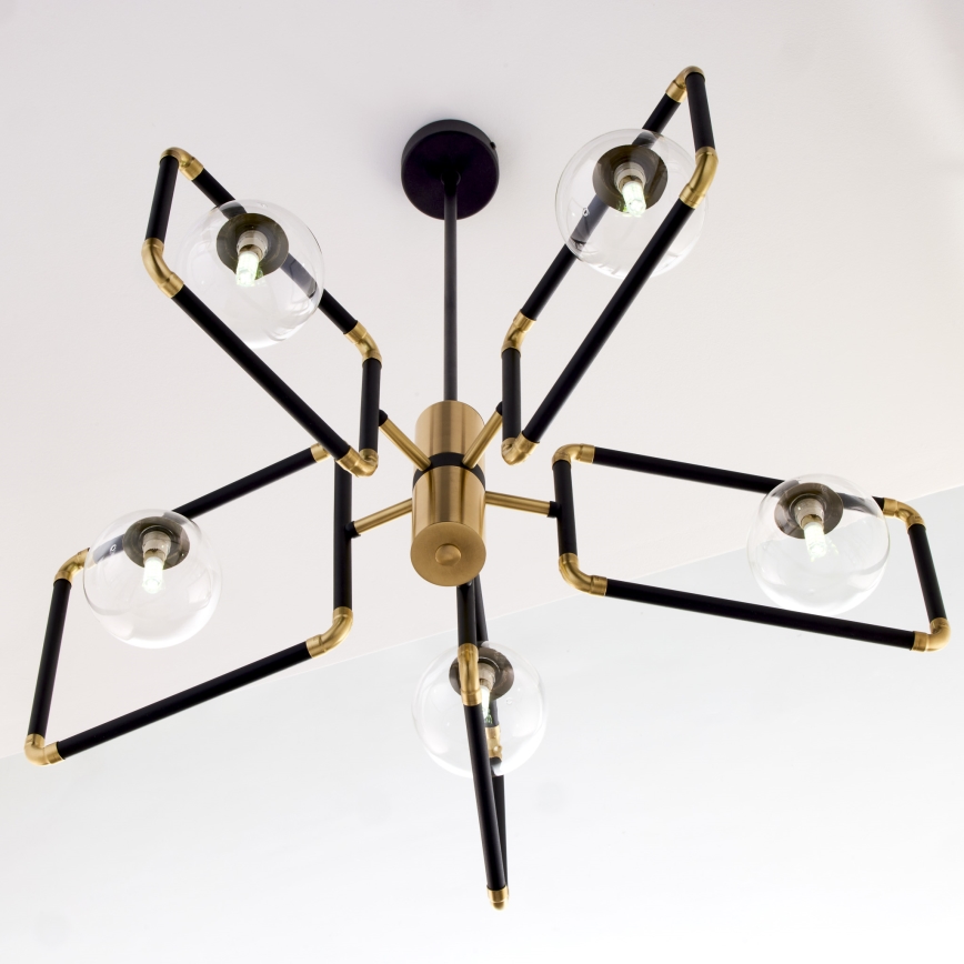 Jupiter 1985 - Hanglamp met vaste pendel IBRA 5xG9/10W/230V zwart/goud