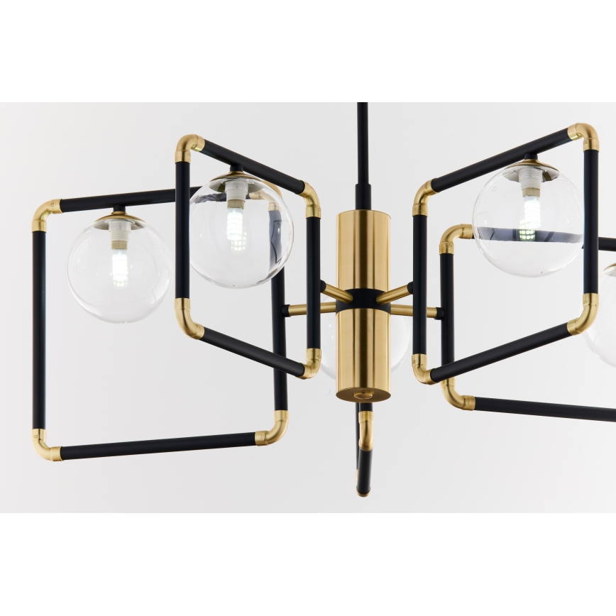 Jupiter 1985 - Hanglamp met vaste pendel IBRA 5xG9/10W/230V zwart/goud