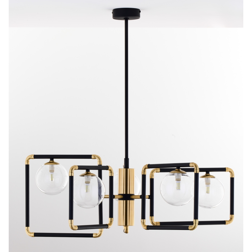 Jupiter 1985 - Hanglamp met vaste pendel IBRA 5xG9/10W/230V zwart/goud