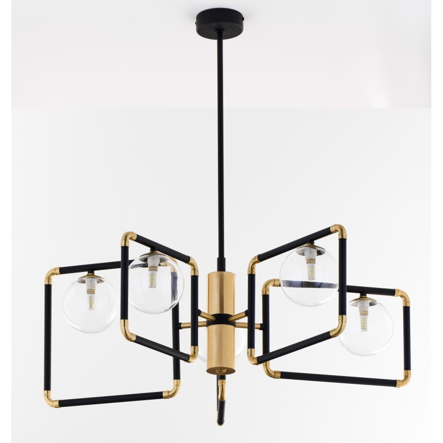 Jupiter 1985 - Hanglamp met vaste pendel IBRA 5xG9/10W/230V zwart/goud