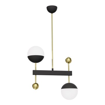 Jupiter 1986 - Hanglamp met vaste pendel DEGO 2xG9/10W/230V zwart/goud