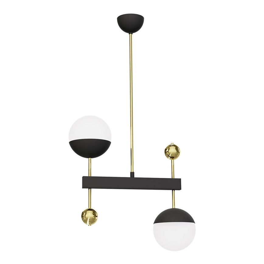 Jupiter 1986 - Hanglamp met vaste pendel DEGO 2xG9/10W/230V zwart/goud