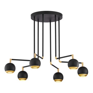 Jupiter 1987 - Hanglamp met vaste pendel VILAR 6xGU10/10W/230V zwart/goud