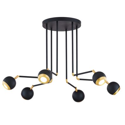 Jupiter 1987 - Hanglamp met vaste pendel VILAR 6xGU10/10W/230V zwart/goud