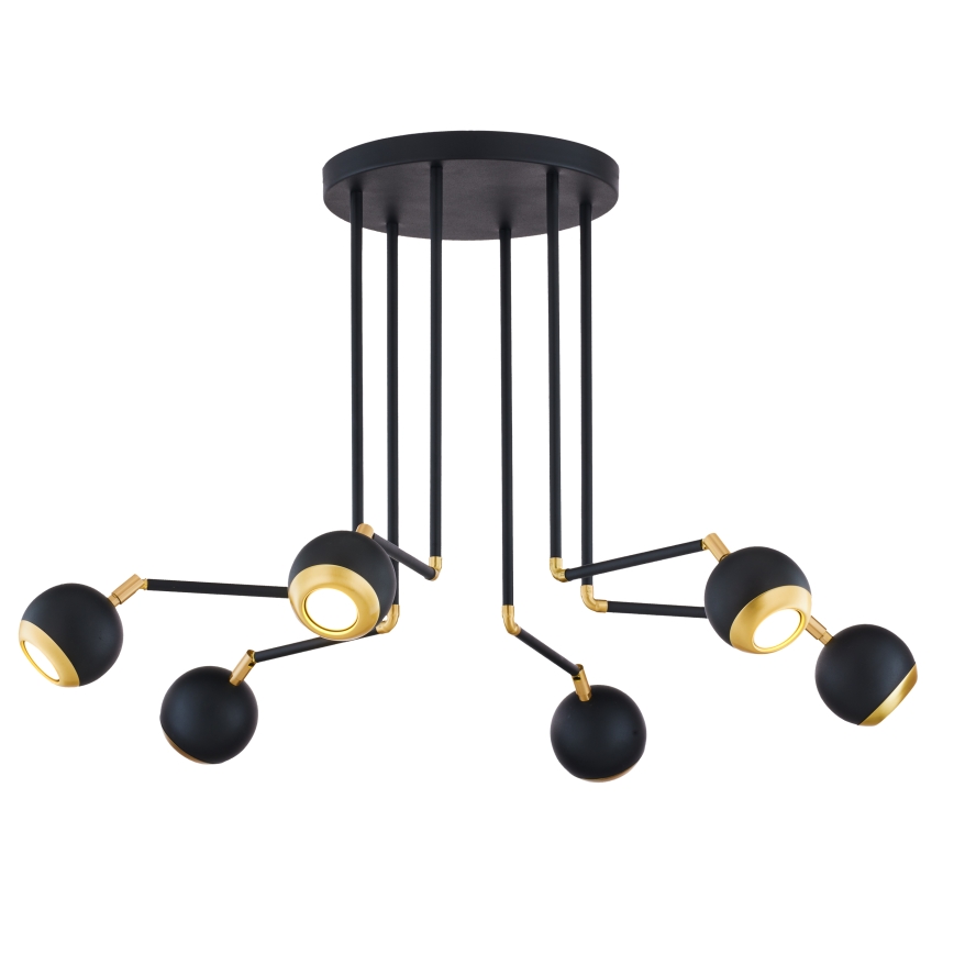 Jupiter 1987 - Hanglamp met vaste pendel VILAR 6xGU10/10W/230V zwart/goud