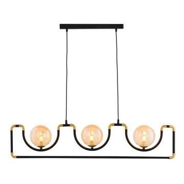 Jupiter 1989 - Hanglamp aan een koord HANZA 3xG9/10W/230V zwart/goud/beige