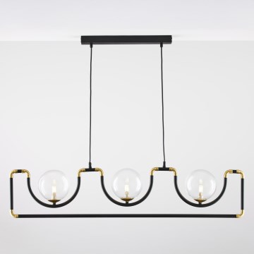 Jupiter 1990 - Hanglamp aan een koord HANZA 3xG9/10W/230V zwart/goud