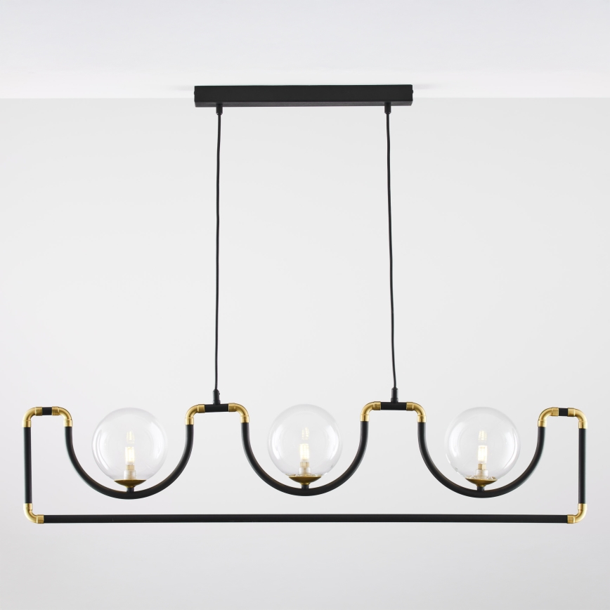 Jupiter 1990 - Hanglamp aan een koord HANZA 3xG9/10W/230V zwart/goud