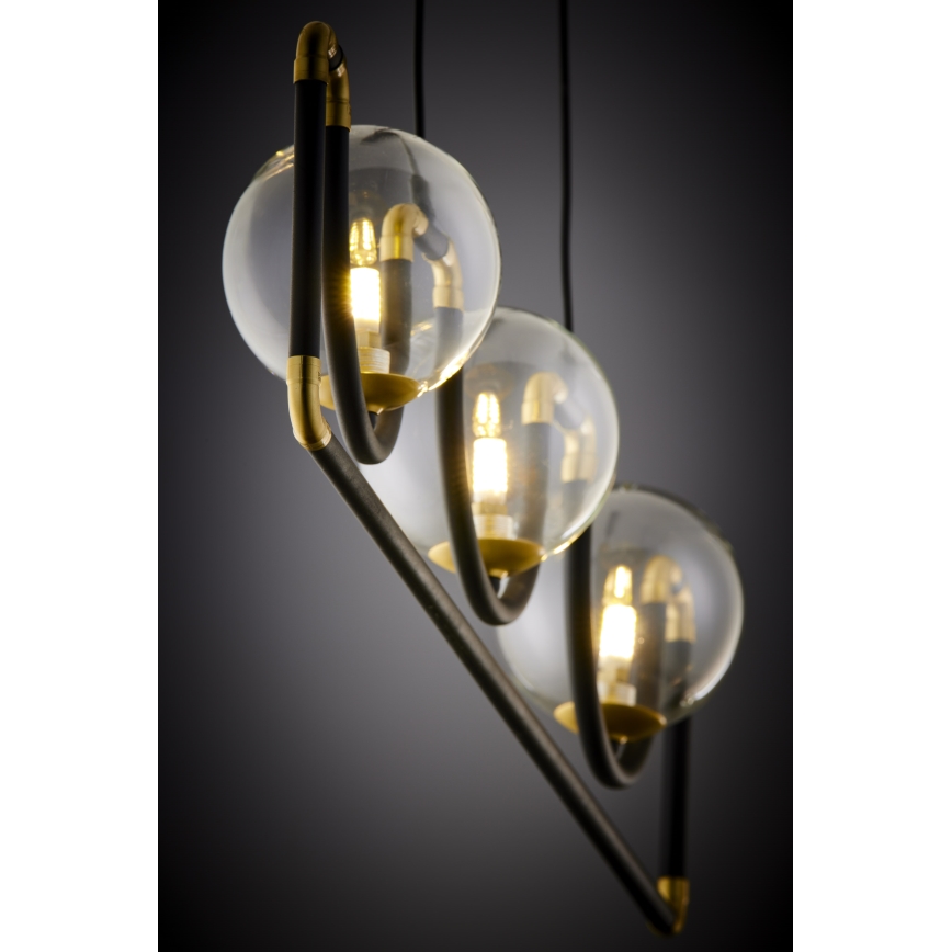 Jupiter 1990 - Hanglamp aan een koord HANZA 3xG9/10W/230V zwart/goud