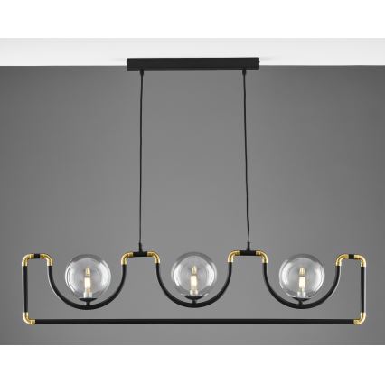 Jupiter 1990 - Hanglamp aan een koord HANZA 3xG9/10W/230V zwart/goud