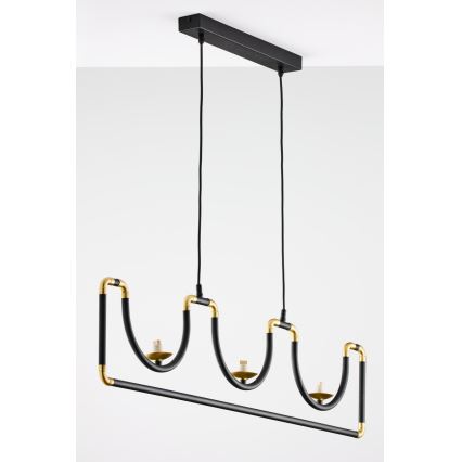 Jupiter 1990 - Hanglamp aan een koord HANZA 3xG9/10W/230V zwart/goud
