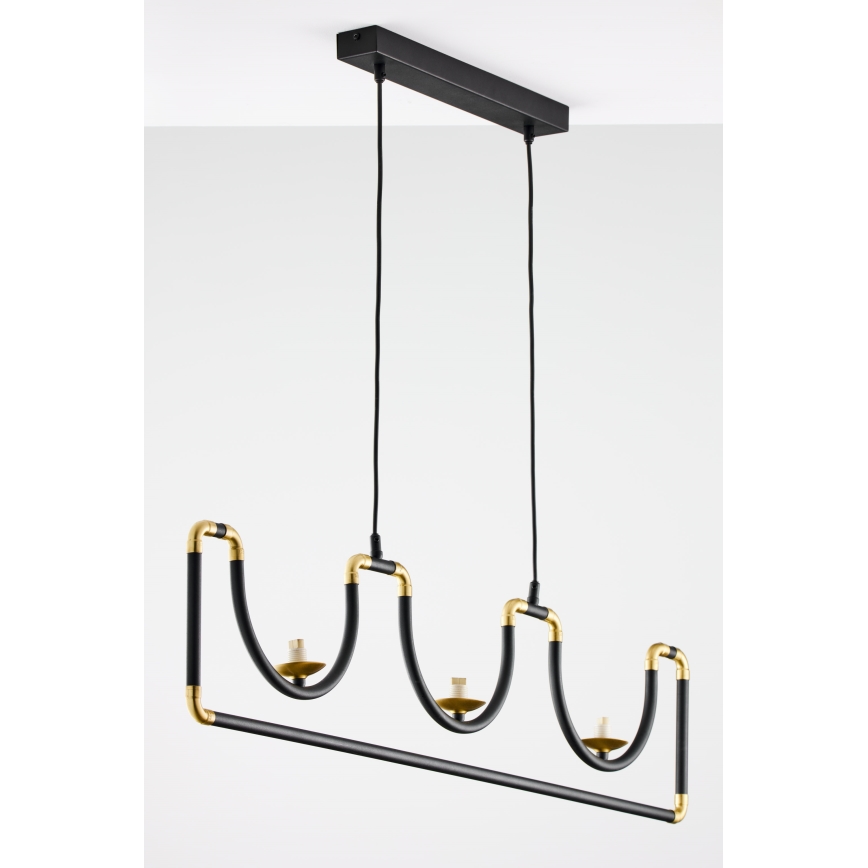Jupiter 1990 - Hanglamp aan een koord HANZA 3xG9/10W/230V zwart/goud