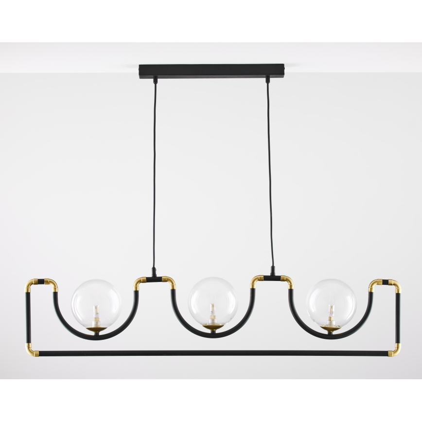 Jupiter 1990 - Hanglamp aan een koord HANZA 3xG9/10W/230V zwart/goud