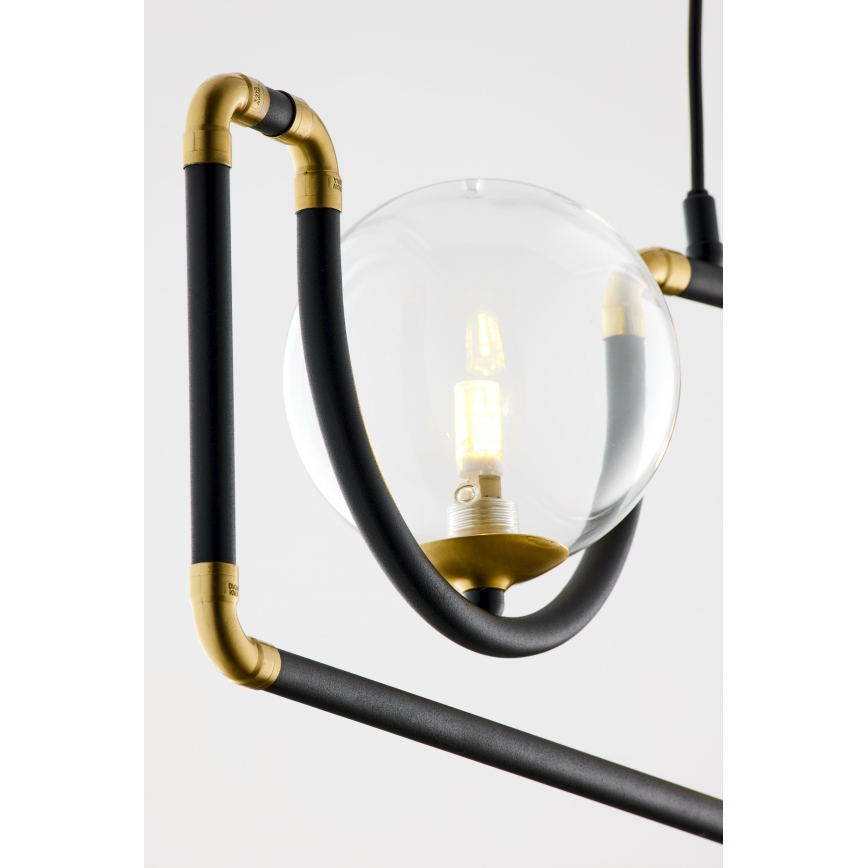 Jupiter 1990 - Hanglamp aan een koord HANZA 3xG9/10W/230V zwart/goud