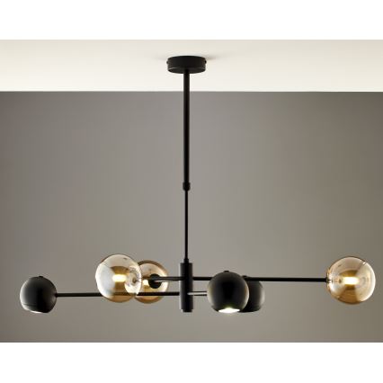 Jupiter 1993 - Hanglamp met vaste pendel MOKA 3xGU10/10W/230V + 3xG9/10W/230V zwart/beige