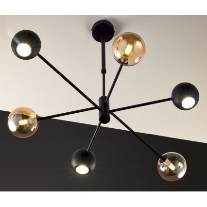 Jupiter 1993 - Hanglamp met vaste pendel MOKA 3xGU10/10W/230V + 3xG9/10W/230V zwart/beige