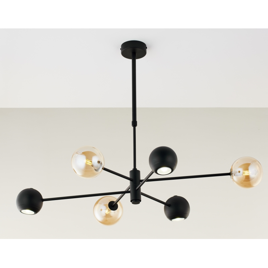 Jupiter 1993 - Hanglamp met vaste pendel MOKA 3xGU10/10W/230V + 3xG9/10W/230V zwart/beige