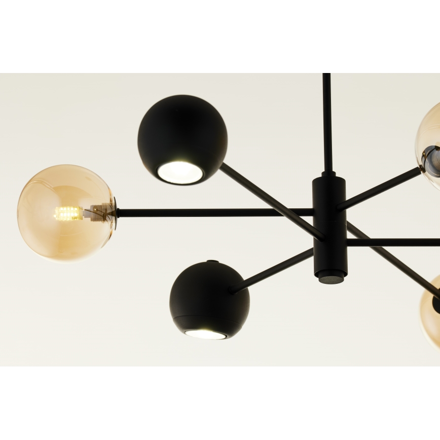 Jupiter 1993 - Hanglamp met vaste pendel MOKA 3xGU10/10W/230V + 3xG9/10W/230V zwart/beige
