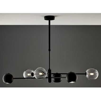 Jupiter 1995 - Hanglamp met vaste pendel MOKA 3xGU10/10W/230V + 3xG9/10W/230V zwart/doorzichtig