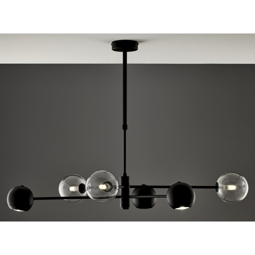 Jupiter 1995 - Hanglamp met vaste pendel MOKA 3xGU10/10W/230V + 3xG9/10W/230V zwart/doorzichtig