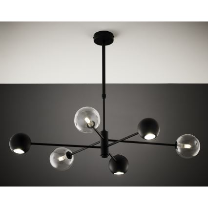 Jupiter 1995 - Hanglamp met vaste pendel MOKA 3xGU10/10W/230V + 3xG9/10W/230V zwart/doorzichtig