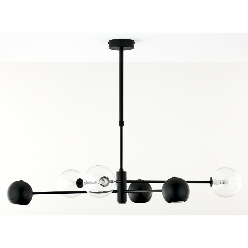 Jupiter 1995 - Hanglamp met vaste pendel MOKA 3xGU10/10W/230V + 3xG9/10W/230V zwart/doorzichtig