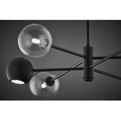 Jupiter 1995 - Hanglamp met vaste pendel MOKA 3xGU10/10W/230V + 3xG9/10W/230V zwart/doorzichtig