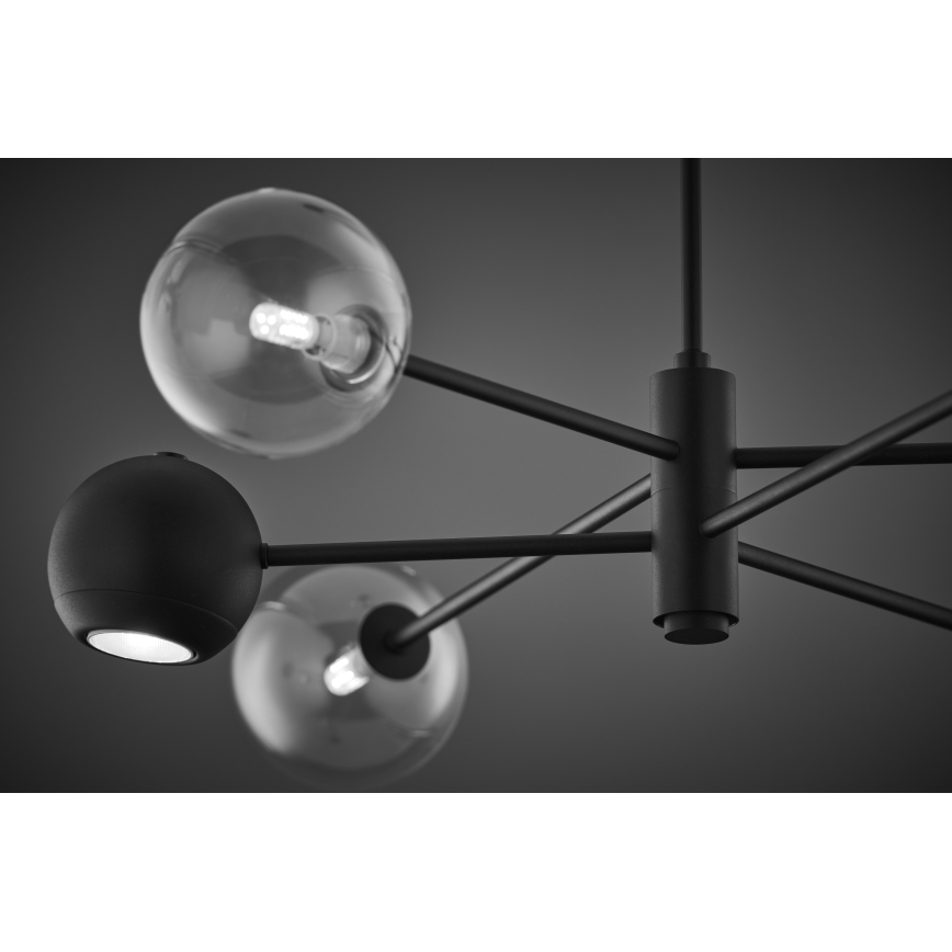 Jupiter 1995 - Hanglamp met vaste pendel MOKA 3xGU10/10W/230V + 3xG9/10W/230V zwart/doorzichtig