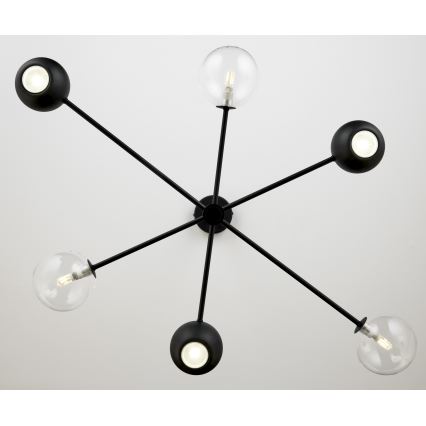 Jupiter 1995 - Hanglamp met vaste pendel MOKA 3xGU10/10W/230V + 3xG9/10W/230V zwart/doorzichtig