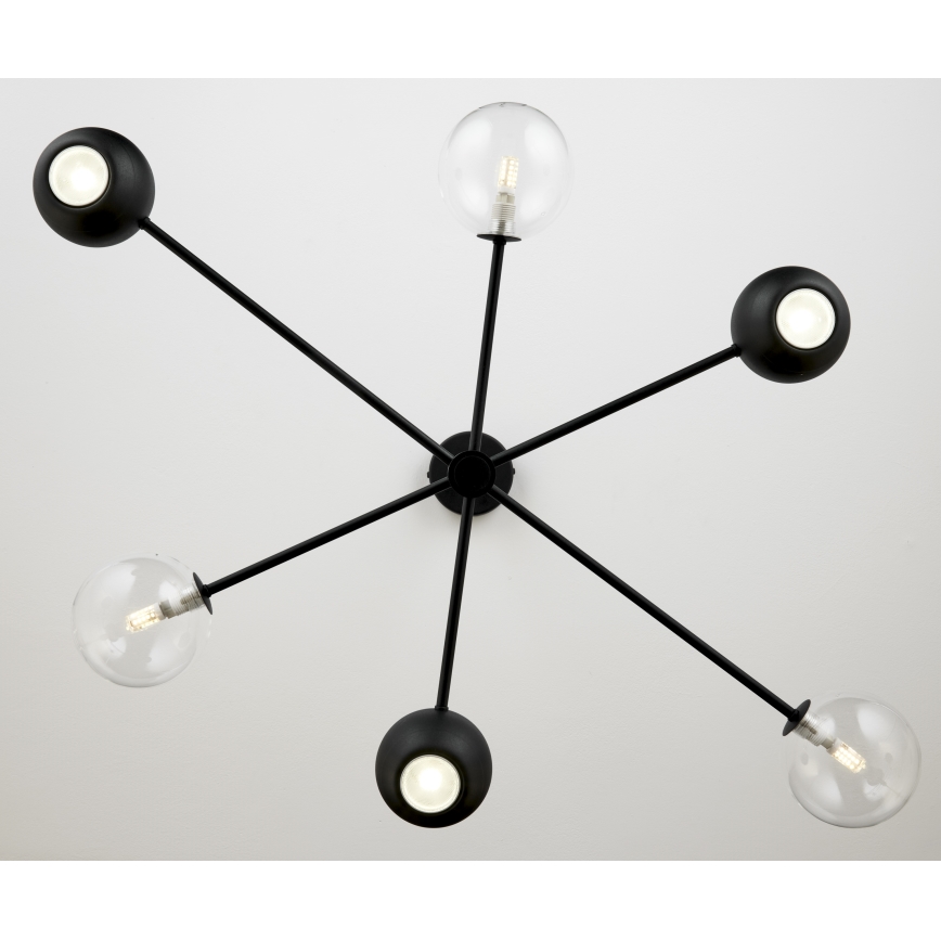 Jupiter 1995 - Hanglamp met vaste pendel MOKA 3xGU10/10W/230V + 3xG9/10W/230V zwart/doorzichtig