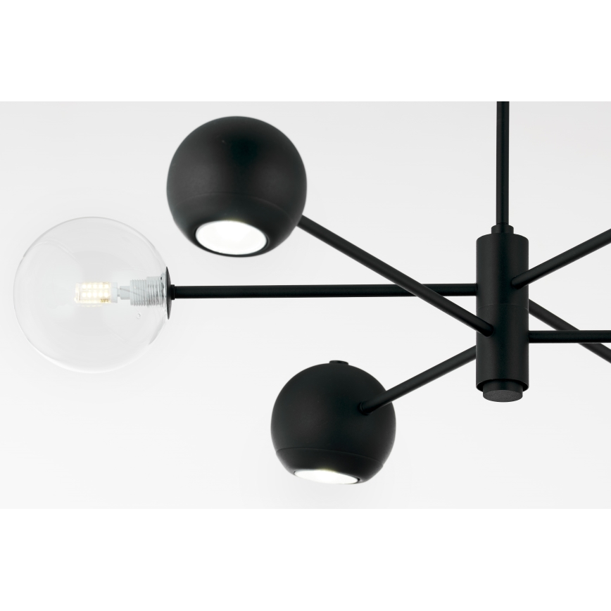 Jupiter 1995 - Hanglamp met vaste pendel MOKA 3xGU10/10W/230V + 3xG9/10W/230V zwart/doorzichtig