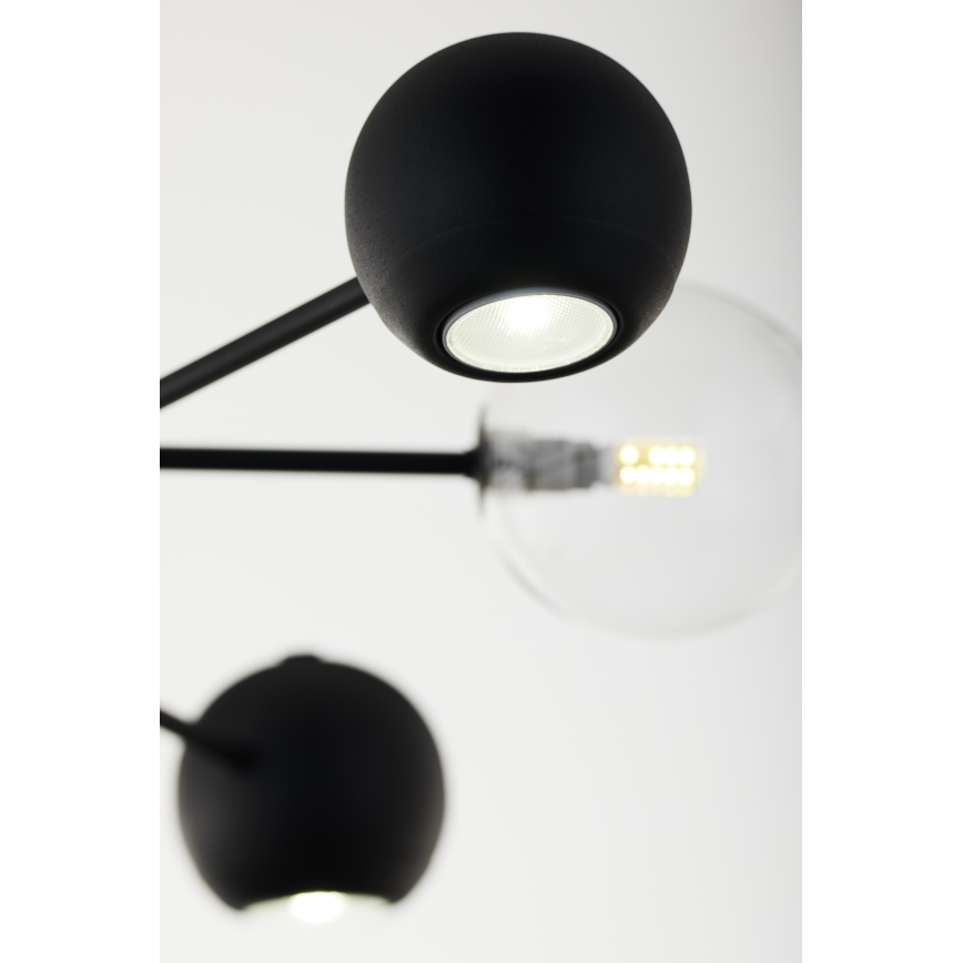 Jupiter 1995 - Hanglamp met vaste pendel MOKA 3xGU10/10W/230V + 3xG9/10W/230V zwart/doorzichtig