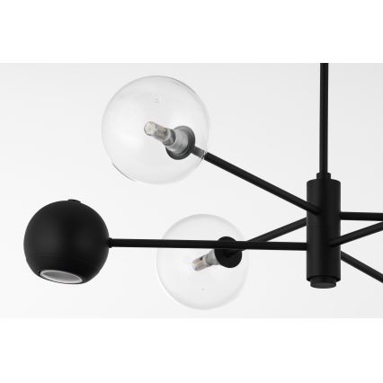 Jupiter 1995 - Hanglamp met vaste pendel MOKA 3xGU10/10W/230V + 3xG9/10W/230V zwart/doorzichtig