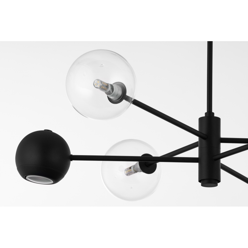 Jupiter 1995 - Hanglamp met vaste pendel MOKA 3xGU10/10W/230V + 3xG9/10W/230V zwart/doorzichtig