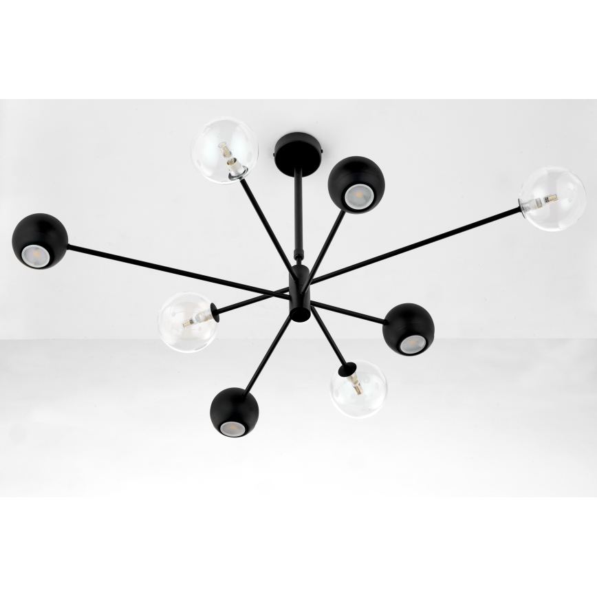 Jupiter 1996 - Hanglamp met vaste pendel MOKA 4xGU10/10W/230V + 4xG9/10W/230V zwart/doorzichtig