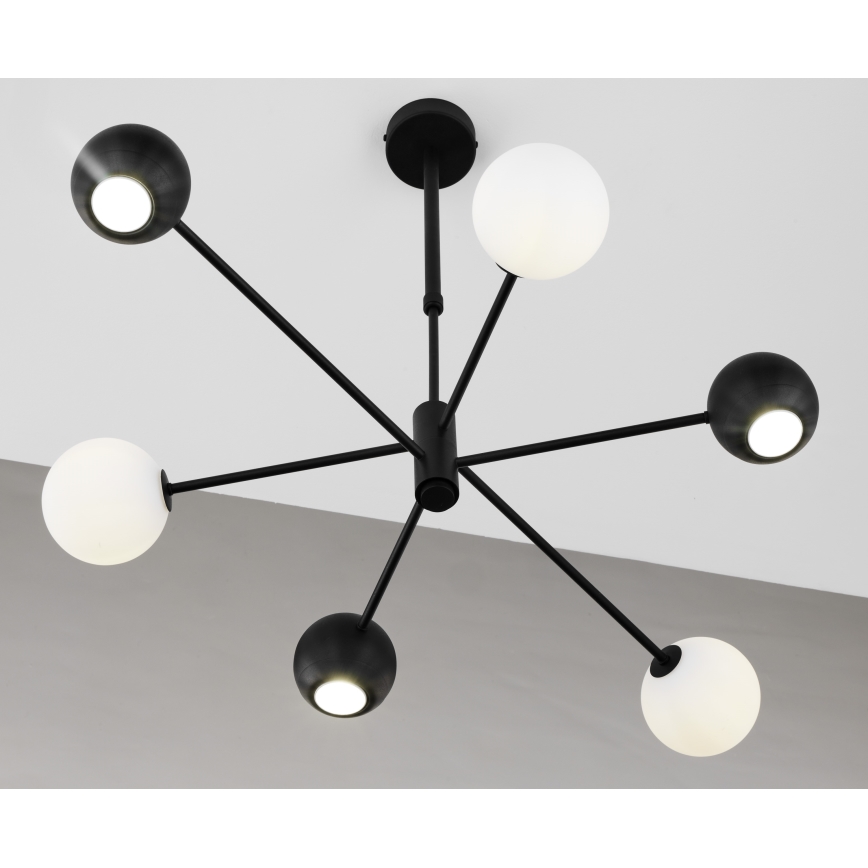 Jupiter 1997 - Hanglamp met vaste pendel MOKA 3xGU10/10W/230V + 3xG9/10W/230V zwart/wit