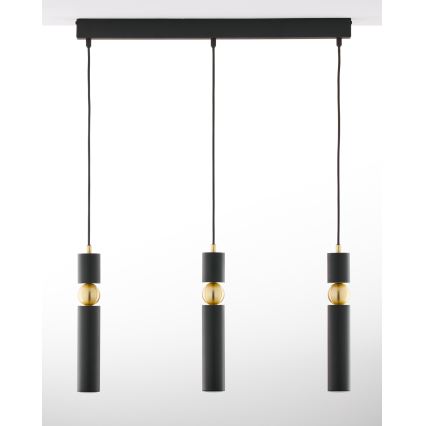 Jupiter 2004 - Hanglamp aan een koord ALAS 3xGU10/10W/230V zwart/goud