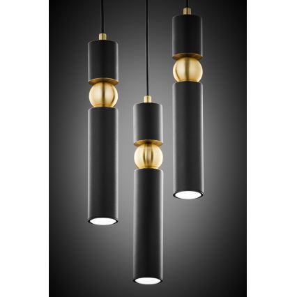 Jupiter 2013 - Hanglamp aan een koord ALAS 3xGU10/10W/230V zwart/goud
