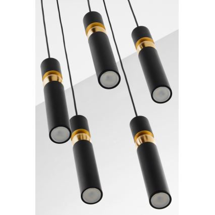 Jupiter 2014 - Hanglamp aan een koord ALAS 5xGU10/10W/230V zwart/goud