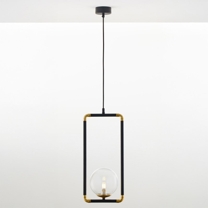 Jupiter 2023 - Hanglamp aan een koord ZAFRA 1xG9/10W/230V zwart/goud/doorzichtig