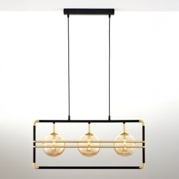 Jupiter 2027 - Hanglamp aan een koord FIORI 3xG9/10W/230V zwart/goud/beige