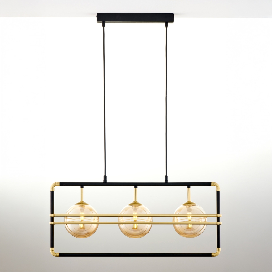Jupiter 2027 - Hanglamp aan een koord FIORI 3xG9/10W/230V zwart/goud/beige