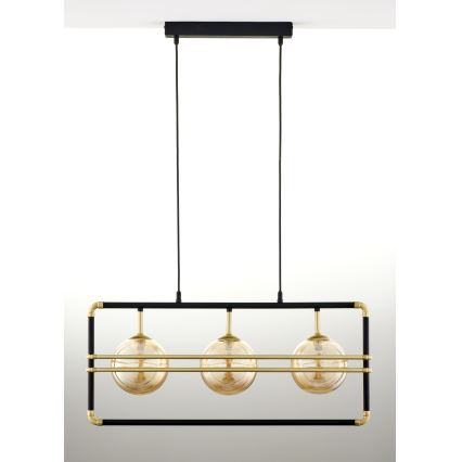 Jupiter 2027 - Hanglamp aan een koord FIORI 3xG9/10W/230V zwart/goud/beige
