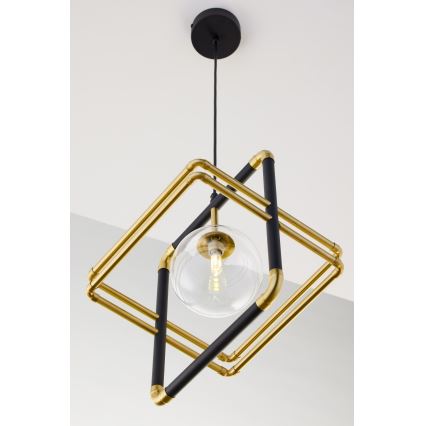Jupiter 2028 - Hanglamp aan een koord FIORI 1xG9/10W/230V zwart/goud/doorzichtig
