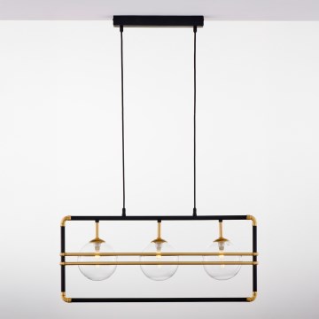 Jupiter 2030 - Hanglamp aan een koord FIORI 3xG9/10W/230V zwart/goud/doorzichtig