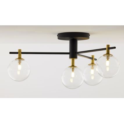 Jupiter 2034 - Bevestigde hanglamp FIGARO 4xG9/10W/230V zwart/goud/beige/doorzichtig